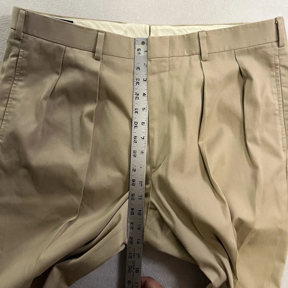Ben Silver English Drills Chino Pants Mens 37x26 Beige Cotton Cuffed USA Khaki